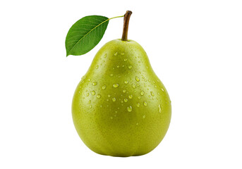 Fresh green pear with water drops