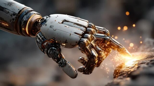 Advanced robotic hand, touching and sparking metal