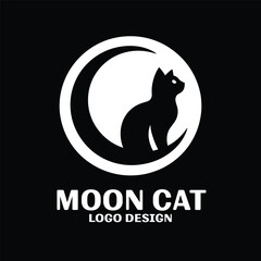 Moon Cat Vector Logo Design