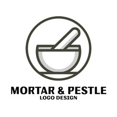 Mortar And Pestle Vector Logo Design