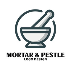 Mortar And Pestle Vector Logo Design