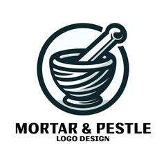 Mortar And Pestle Vector Logo Design