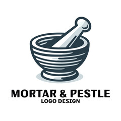 Mortar And Pestle Vector Logo Design