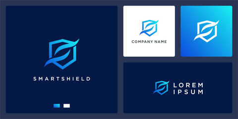 Smart shield logo design abstract