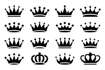 Crown vector set royalty king queen prince princess