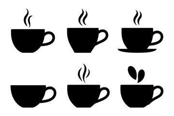 Black coffee cups vector illustration graphic set