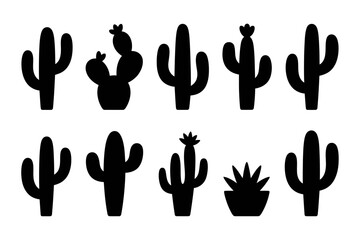 Cactus silhouette vector desert plant collection