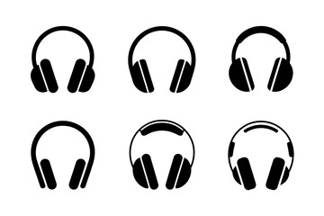Obraz premium Headphones vector illustration audio listening set