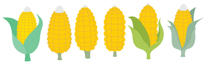 Corn icon set in the flat style on white background.