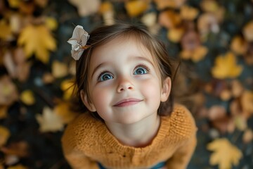 Fototapeta premium Adorable Child Gazing Up at Cheerful Mother in Casual Attire at the Park