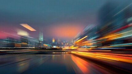 Obraz premium Abstract Motion Blur of Passing City Lights in Pastel Colors