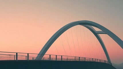 Obraz premium Minimalist Architectural Bridge Silhouette at Soft Sunset Glow