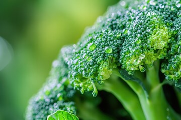 Detailed Closeup of Fresh Broccoli Surface - Vibrant Green Eco Texture for Healthy Living