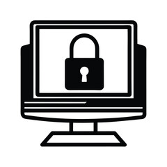 computer lock  security icon vector art silhouette