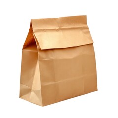 Paper bag lunch food brown isolated on white background