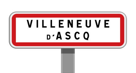 Panneau sur poteau de Villeneuve-d'Ascq, Nord, Hauts-de-France