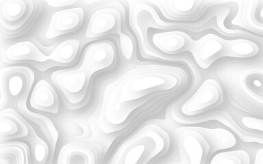 Topographic canyon geometric map relief texture with curved layers and shadow. Abstract white paper cut wave style overlap design modern luxury creative background vector illustration.