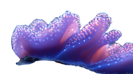 Vibrant Underwater Sea Creature with Textured Tentacles in Purple and Blue Hues