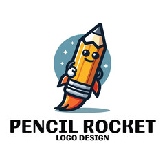 Pencil Rocket Vector Logo Design