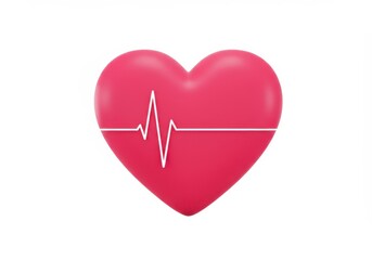 Stylized heart shape with a white heartbeat line on a plain backdrop view