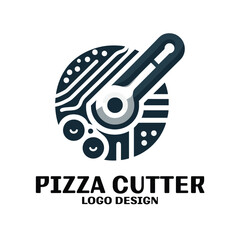 Obraz premium Pizza Cutter Vector Logo Design