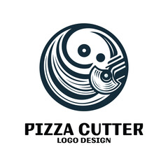 Obraz premium Pizza Cutter Vector Logo Design