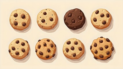 Obraz premium Chocolate Chip Cookie Textures Collection—From Chewy to Overcooked