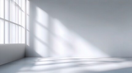 Bright Studio Space with Faint Shadows and Blurred White Walls