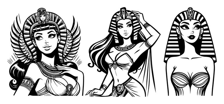 cleopatra inspired women illustration vector