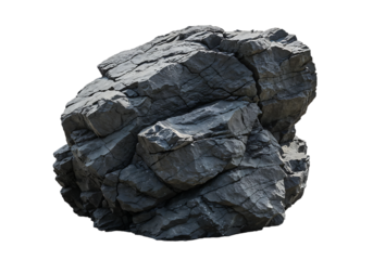 Large dark gray rock isolated on black background