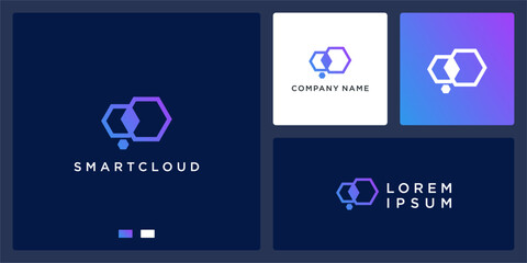 Naklejka premium Smart cloud box logo design