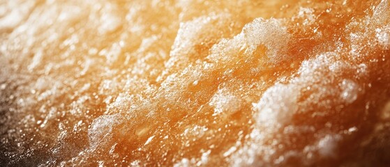 Obraz premium Crystallized sugar coating displays textured golden surface with sweet glaze.