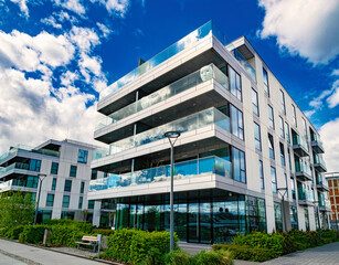 Beautiful modern residential building. House construction in Gdynia	