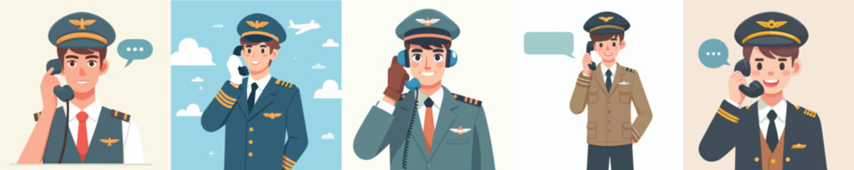 vector set of pilots calling