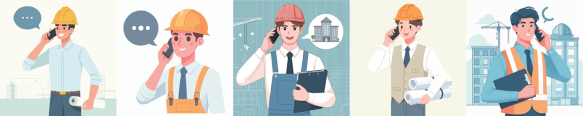 vector set of architects calling