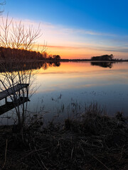 Tērvete water reservoir (Swan Lake), spring landscape.
