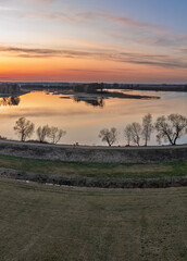 Tērvete water reservoir (Swan Lake), spring landscape.