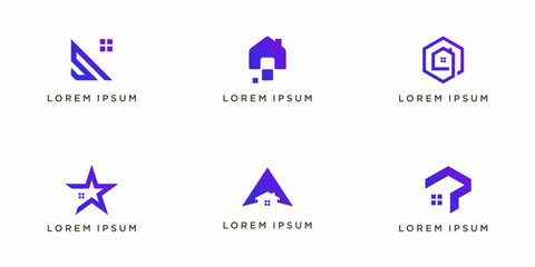 Set of smart house logo design collection