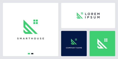 Minimalist smart house logo design