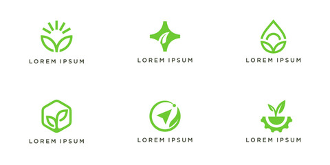Set of leaf collaboration logo nature collection