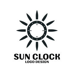 Sun Clock Vector Logo Design