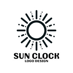 Sun Clock Vector Logo Design
