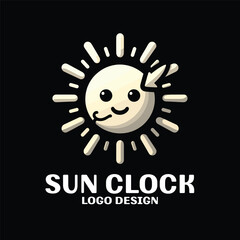 Sun Clock Vector Logo Design