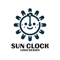 Sun Clock Vector Logo Design