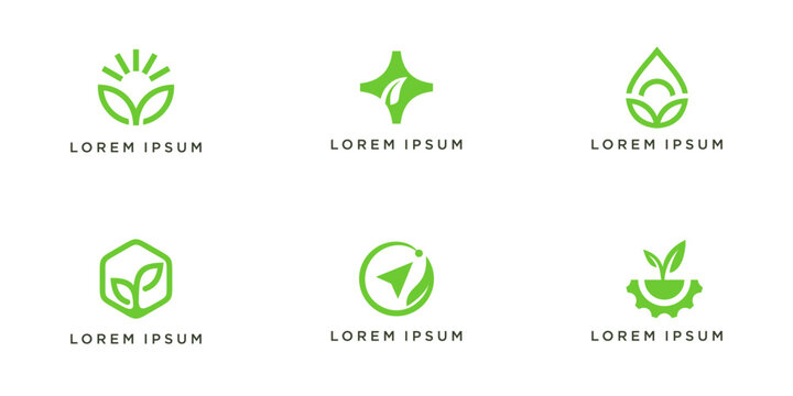 Set of leaf collaboration logo nature collection