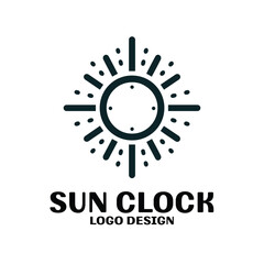 Sun Clock Vector Logo Design