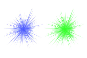 Obraz premium Starbursts isolated on transparent background, blue and green flares png