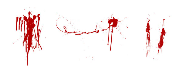 Blood splatter isolated on transparent background, realistic red drops png