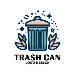 Trash Can Vector Logo Design