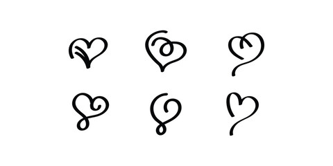Minimal Heart Icon Set, Love, Romance, Emotions and Valentine Symbol Sheet